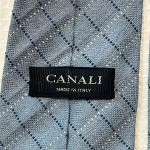 Canali Men's Light Blue Windowpane Tie - Classic Formal Accessory Italy